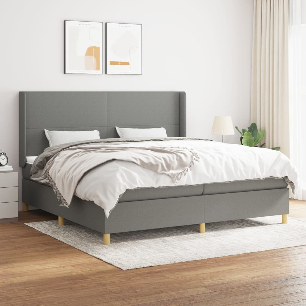 Sommier à lattes de lit avec matelas Gris foncé 200x200cm Tissu - XIOS