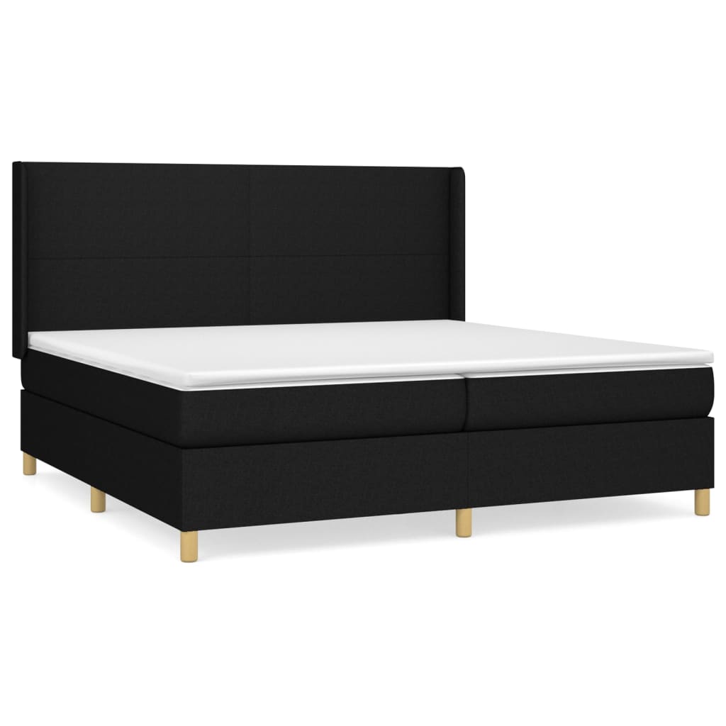 Sommier à lattes de lit avec matelas Noir 200x200 cm Tissu - XIOS