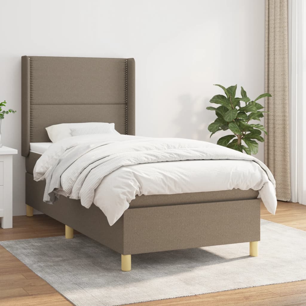 Sommier à lattes de lit avec matelas Taupe 90x190 cm Tissu - XIOS
