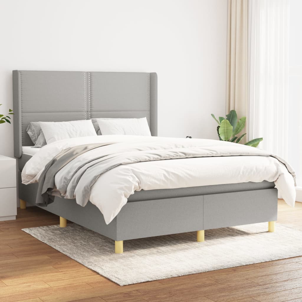 Sommier à lattes de lit avec matelas Gris clair 140x190cm Tissu - XIOS
