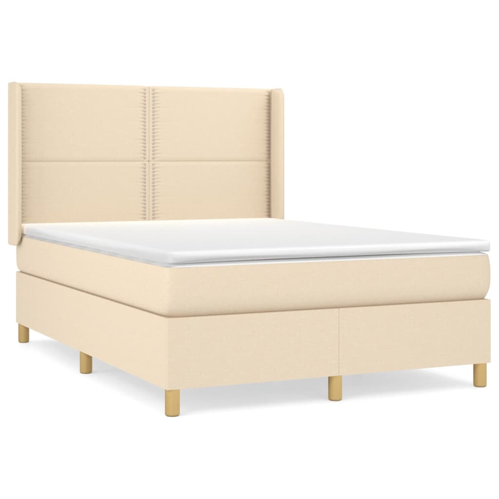 Sommier à lattes de lit avec matelas Crème 140x190 cm Tissu - XIOS
