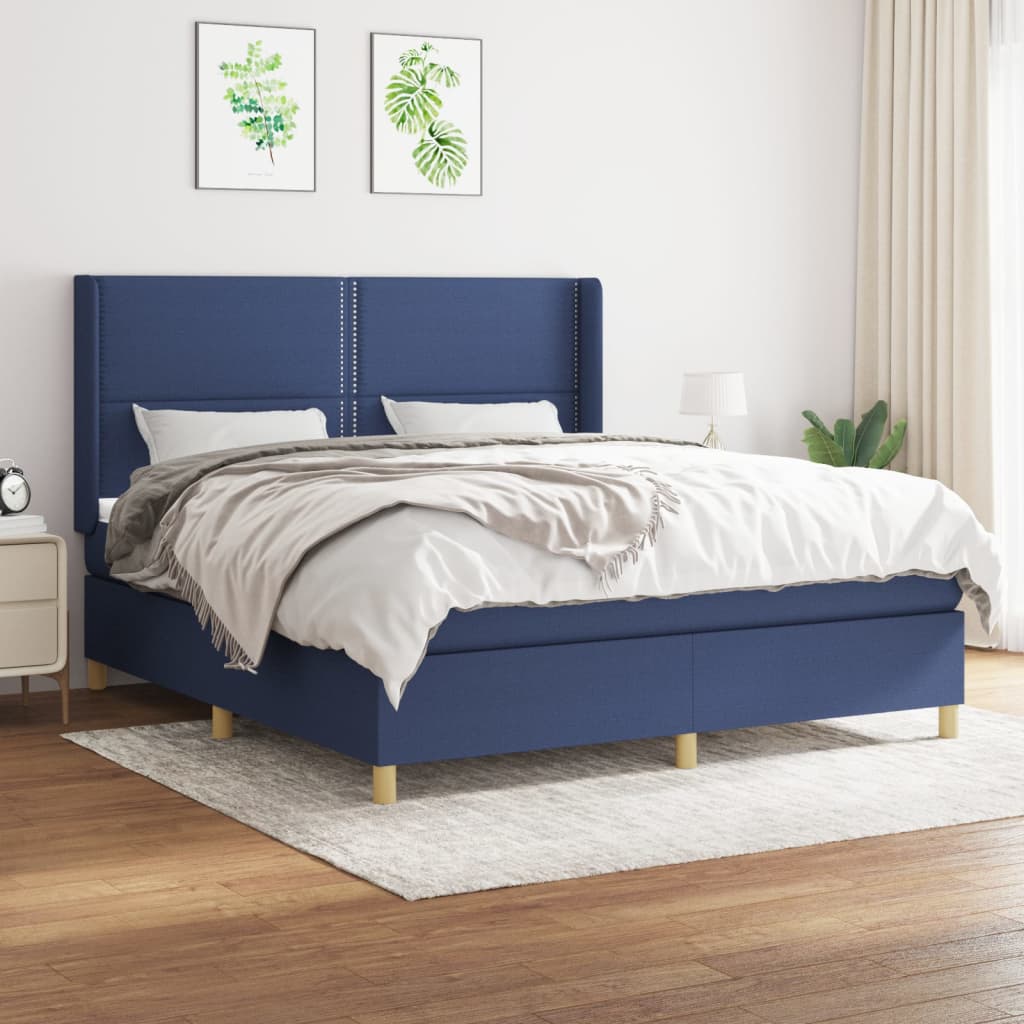 Sommier à lattes de lit avec matelas Bleu 180x200 cm Tissu - XIOS