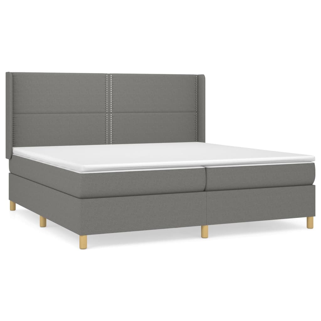 Sommier à lattes de lit avec matelas Gris foncé 200x200cm Tissu - XIOS