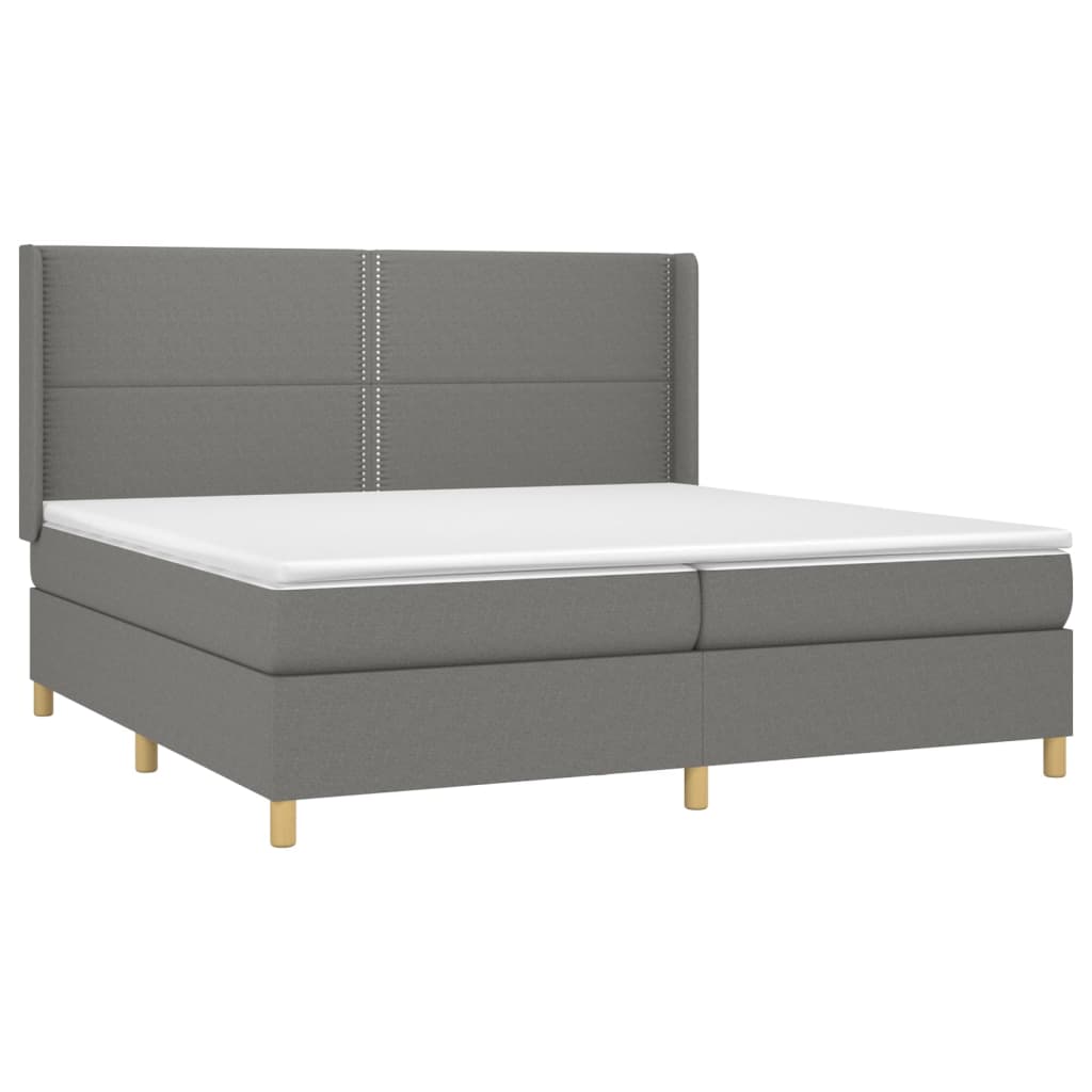 Sommier à lattes de lit avec matelas Gris foncé 200x200cm Tissu - XIOS