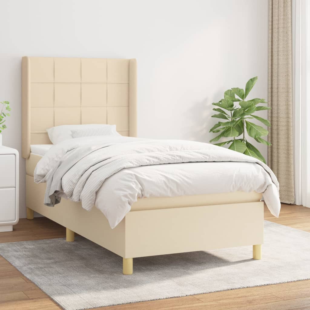 Sommier à lattes de lit et matelas Crème 90x190 cm Tissu - XIOS