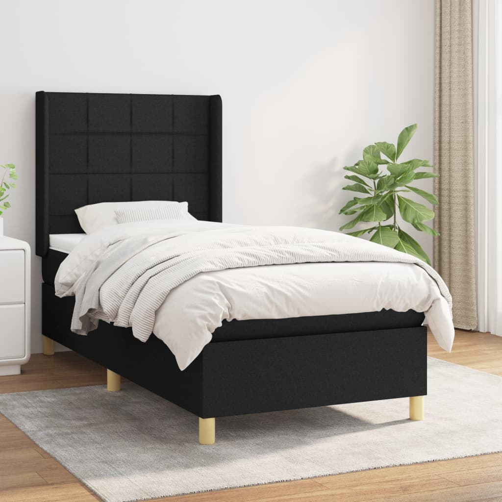 Sommier à lattes de lit avec matelas Noir 90x200 cm Tissu - XIOS