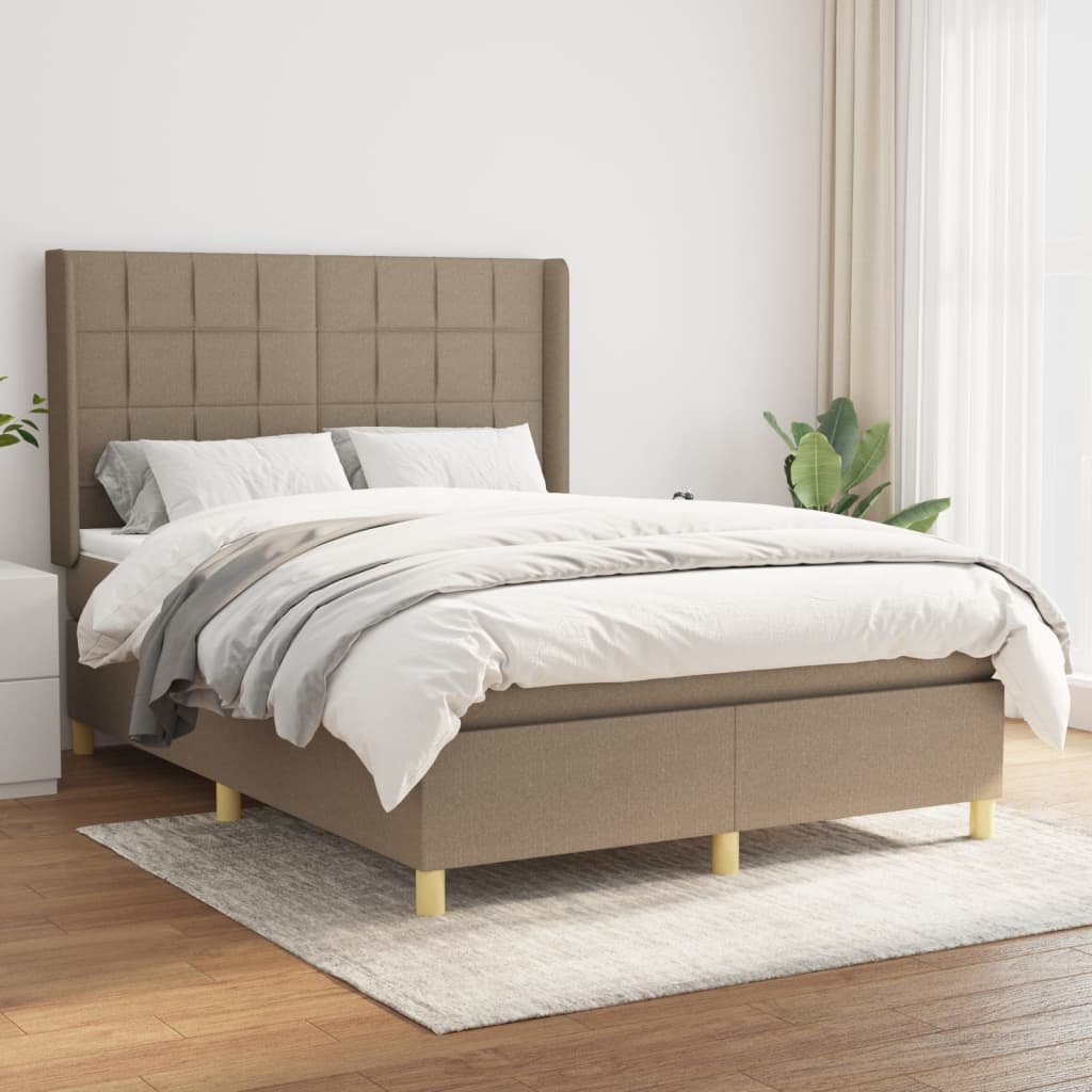 Sommier à lattes de lit avec matelas Taupe 140x190 cm Tissu - XIOS