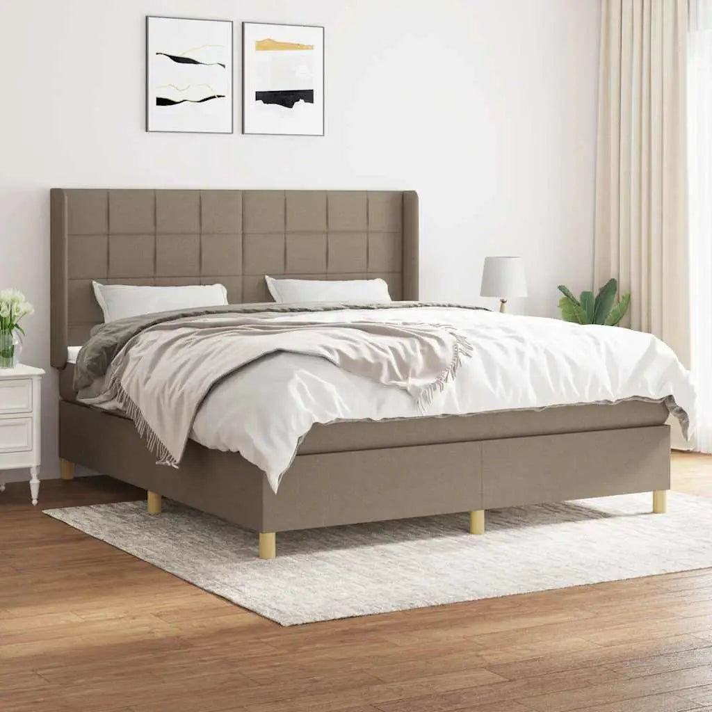 Sommier à lattes de lit avec matelas Taupe 160x200 cm Tissu - XIOS