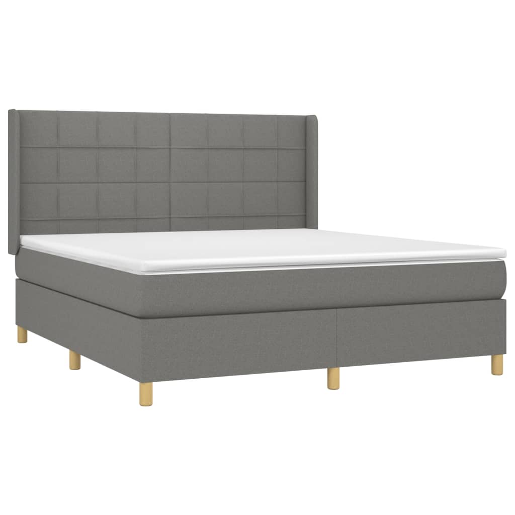 Sommier à lattes de lit avec matelas Gris foncé 180x200cm Tissu - XIOS
