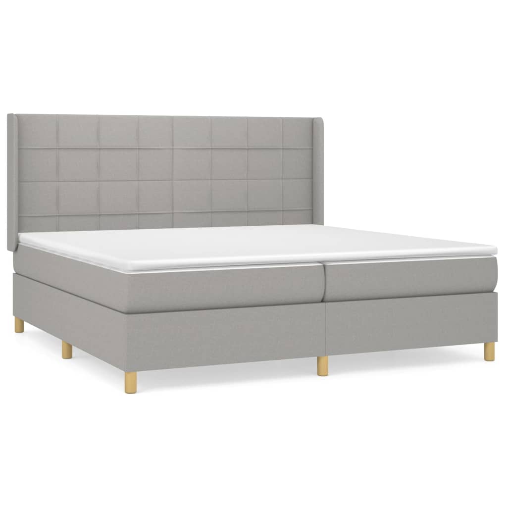 Sommier à lattes de lit avec matelas Gris clair 200x200cm Tissu - XIOS