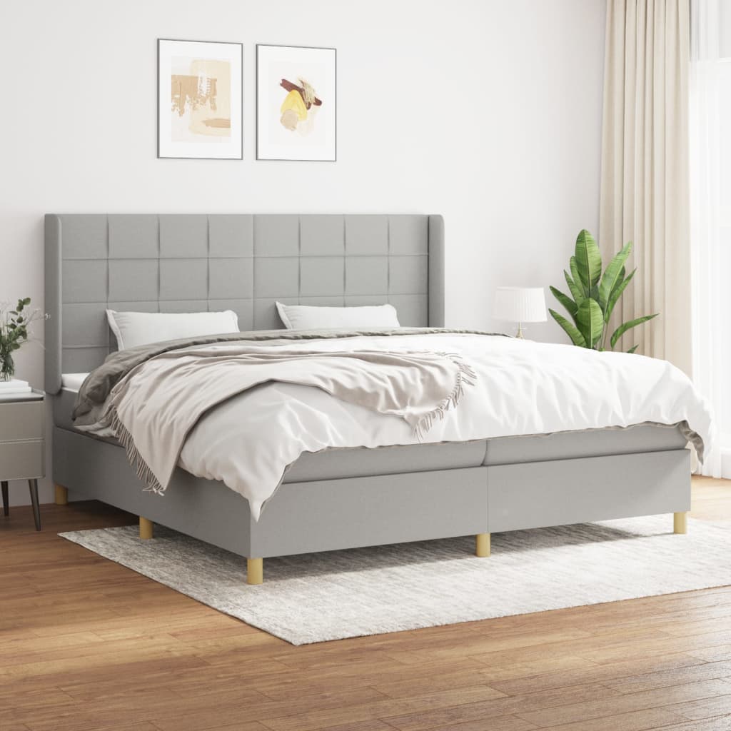 Sommier à lattes de lit avec matelas Gris clair 200x200cm Tissu - XIOS