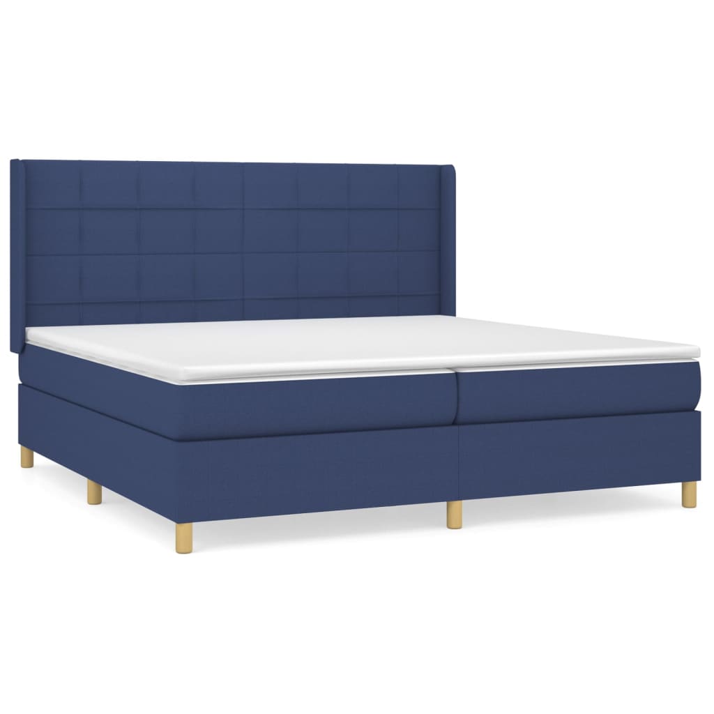 Sommier à lattes de lit avec matelas Bleu 200x200 cm Tissu - XIOS
