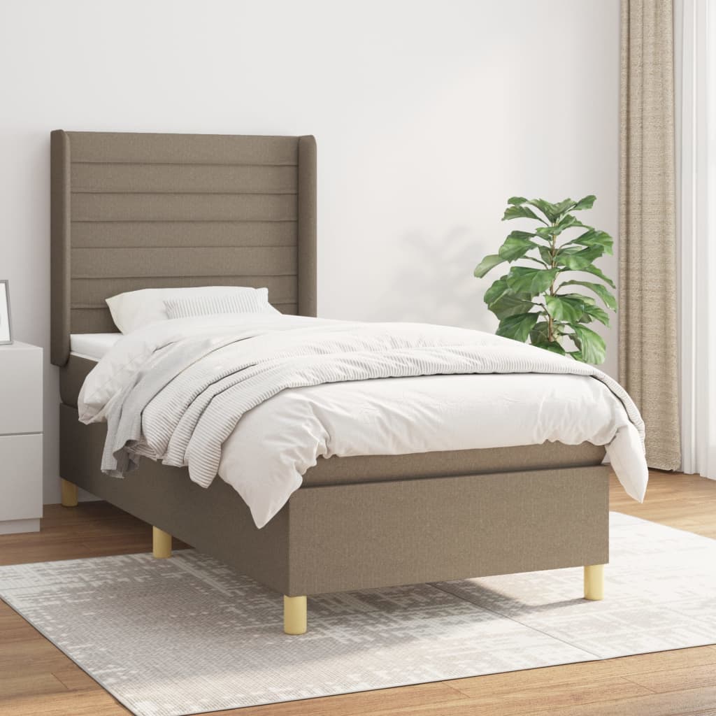 Sommier à lattes de lit avec matelas Taupe 90x200 cm Tissu - XIOS
