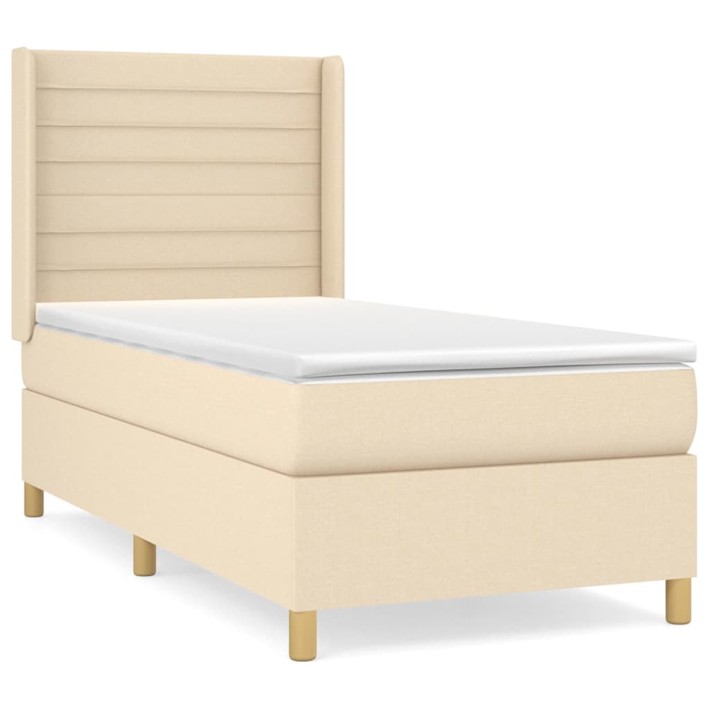Sommier à lattes de lit avec matelas Crème 90x200 cm Tissu - XIOS
