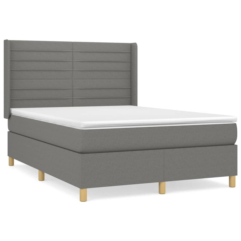 Sommier à lattes de lit avec matelas Gris foncé 140x200cm Tissu - XIOS