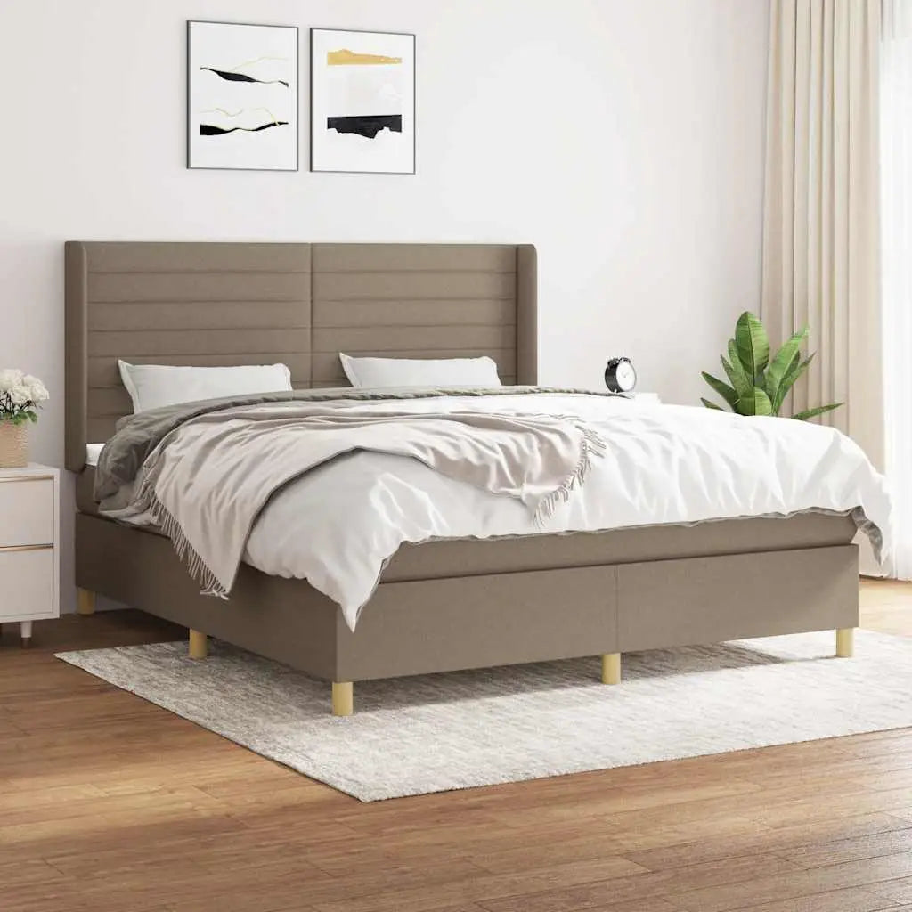 Sommier à lattes de lit avec matelas Taupe 160x200 cm Tissu - XIOS