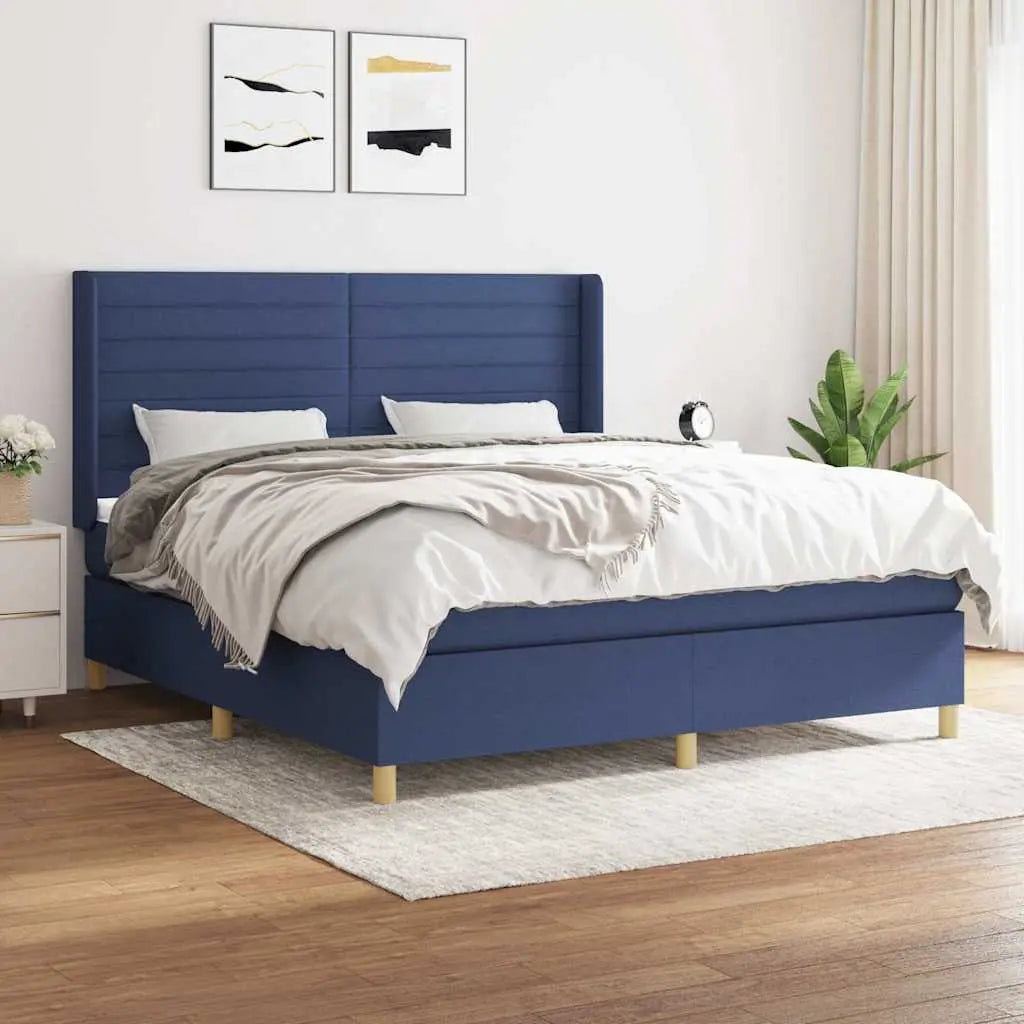 Sommier à lattes de lit avec matelas Bleu 180x200 cm Tissu - XIOS