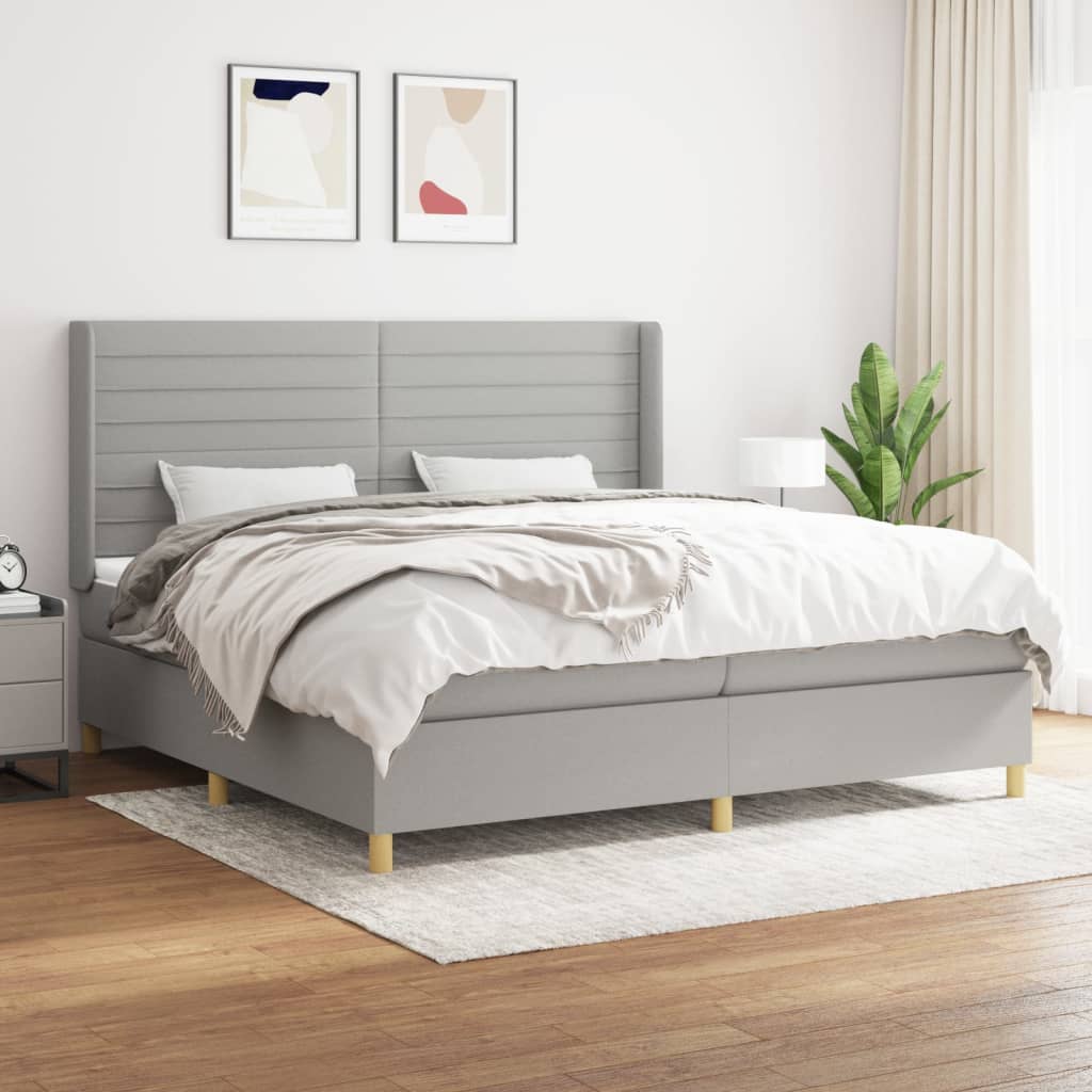 Sommier à lattes de lit avec matelas Gris clair 200x200cm Tissu - XIOS