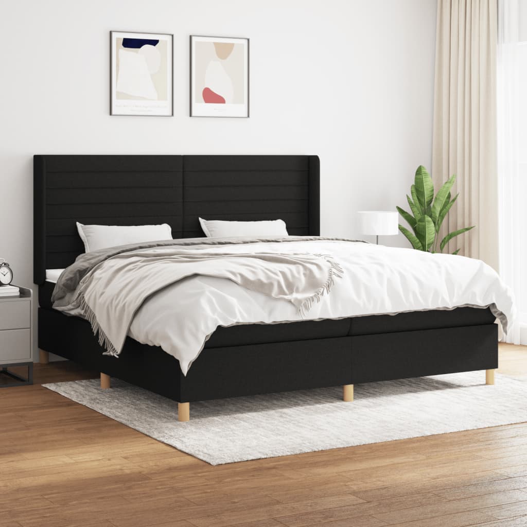 Sommier à lattes de lit avec matelas Noir 200x200 cm Tissu - XIOS