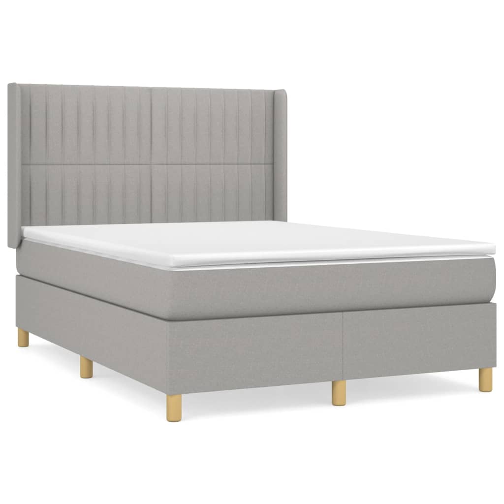 Sommier à lattes de lit avec matelas Gris clair 140x190cm Tissu - XIOS