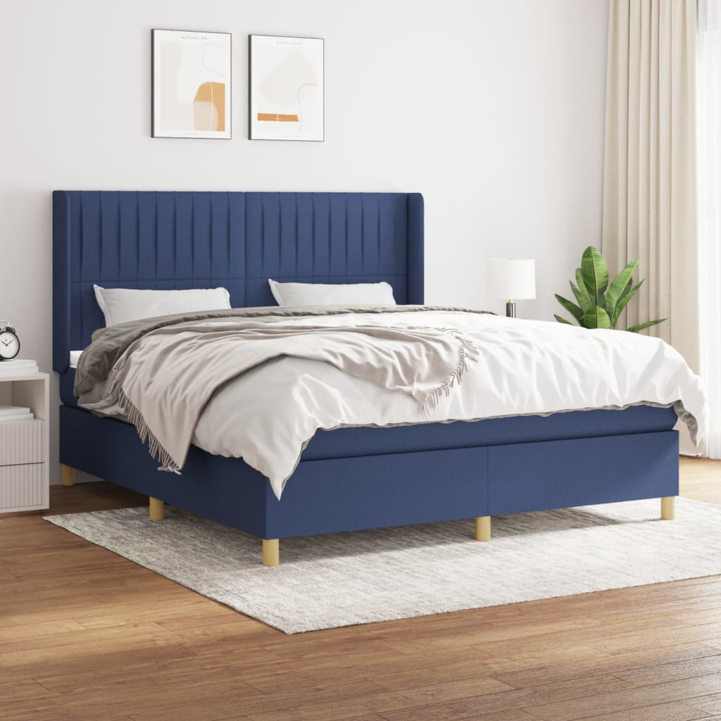 Sommier à lattes de lit avec matelas Bleu 160x200 cm Tissu - XIOS