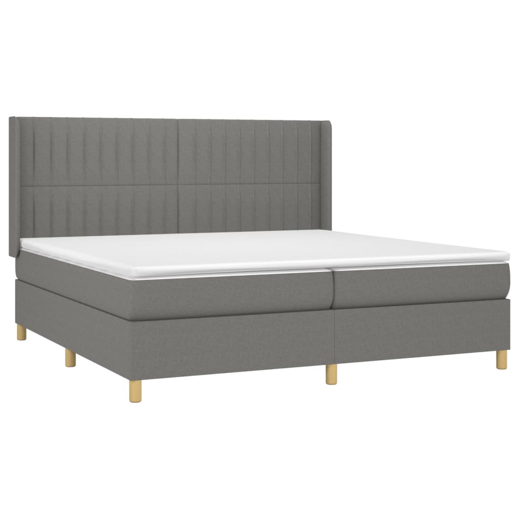 Sommier à lattes de lit avec matelas Gris foncé 200x200cm Tissu - XIOS