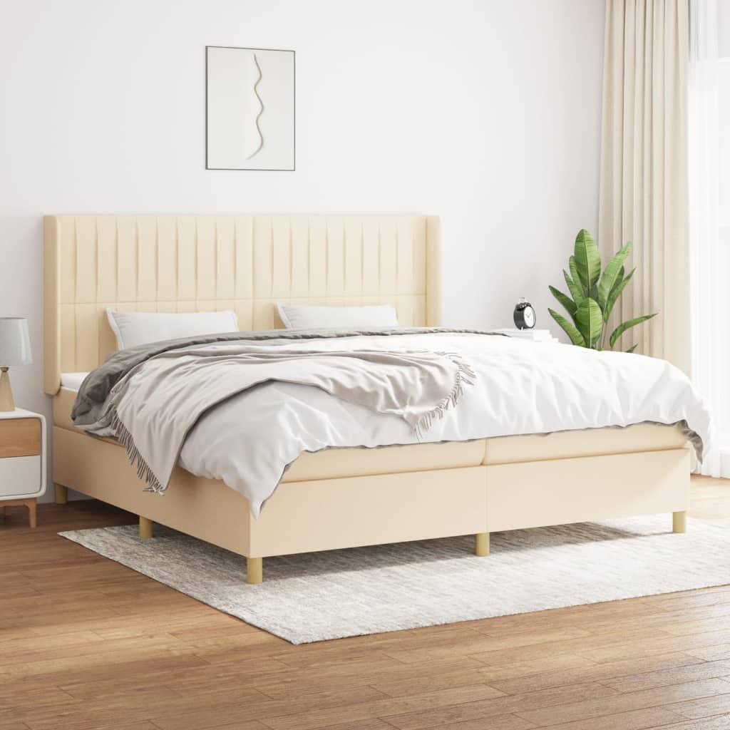 Sommier à lattes de lit avec matelas Crème 200x200 cm Tissu - XIOS