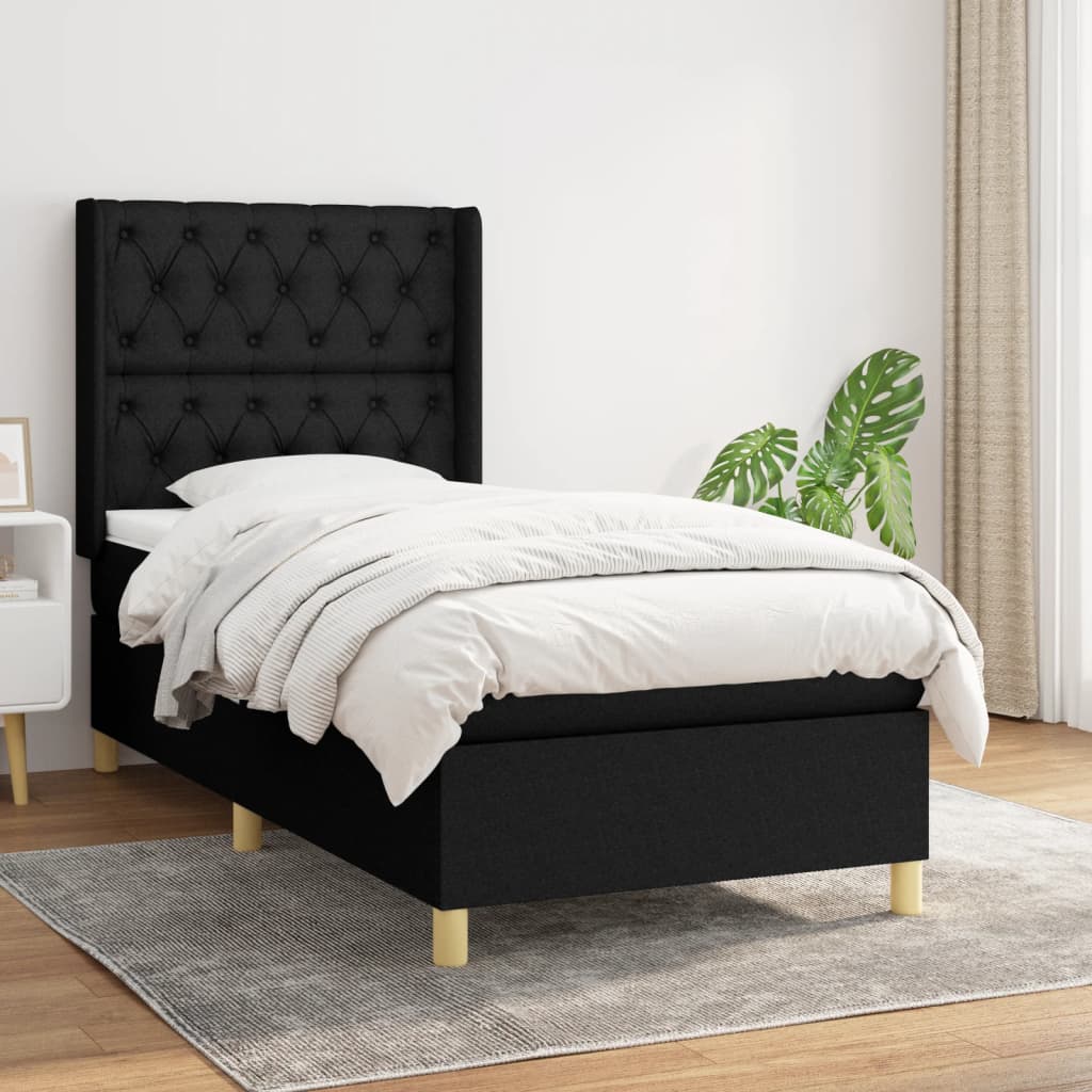 Sommier à lattes de lit et matelas Noir 80x200 cm Tissu - XIOS