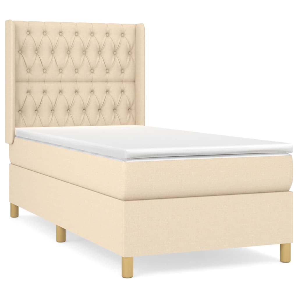 Sommier à lattes de lit avec matelas Crème 90x200 cm Tissu - XIOS