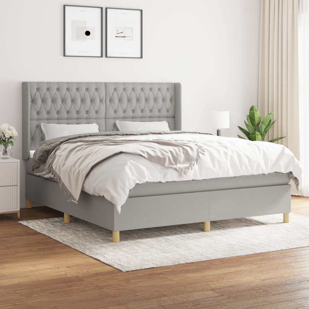 Sommier à lattes de lit avec matelas Gris clair 180x200cm Tissu - XIOS