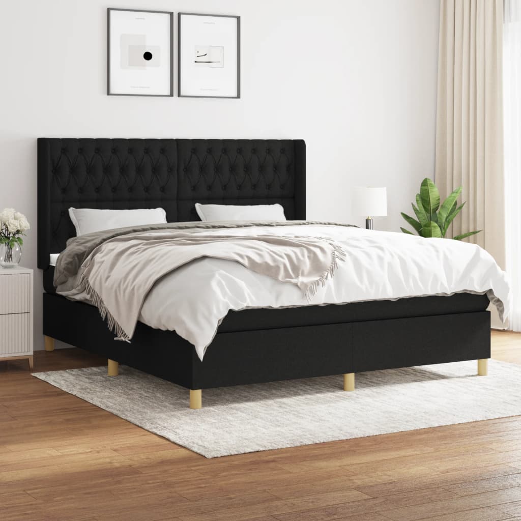 Sommier à lattes de lit avec matelas Noir 180x200 cm Tissu - XIOS