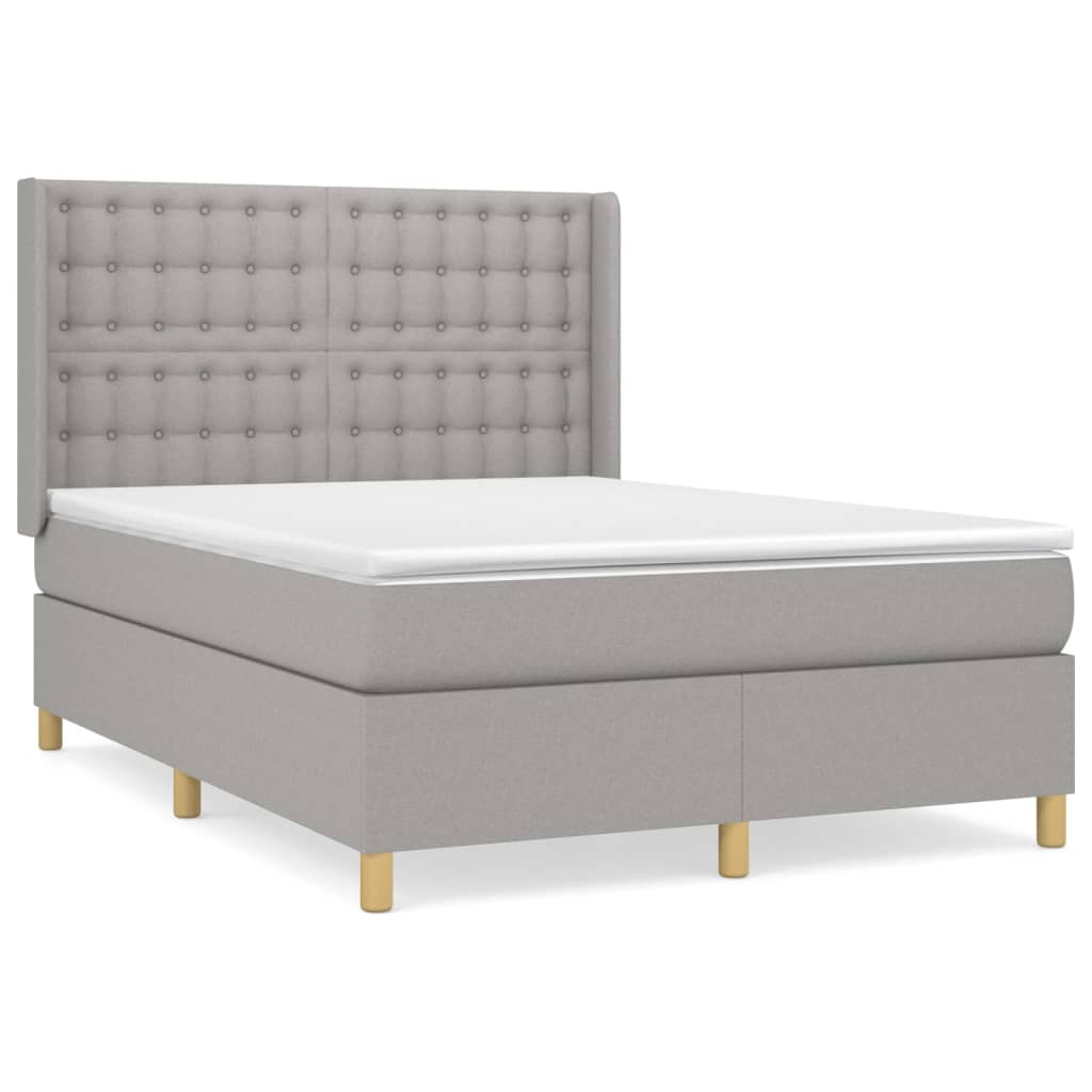 Sommier à lattes de lit avec matelas Gris clair 140x200cm Tissu - XIOS