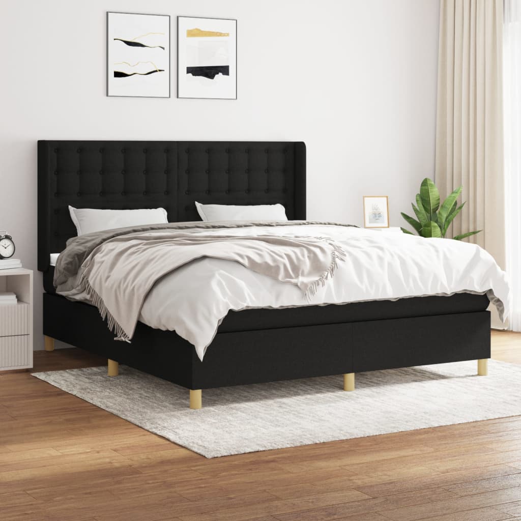 Sommier à lattes de lit avec matelas Noir 160x200 cm Tissu - XIOS