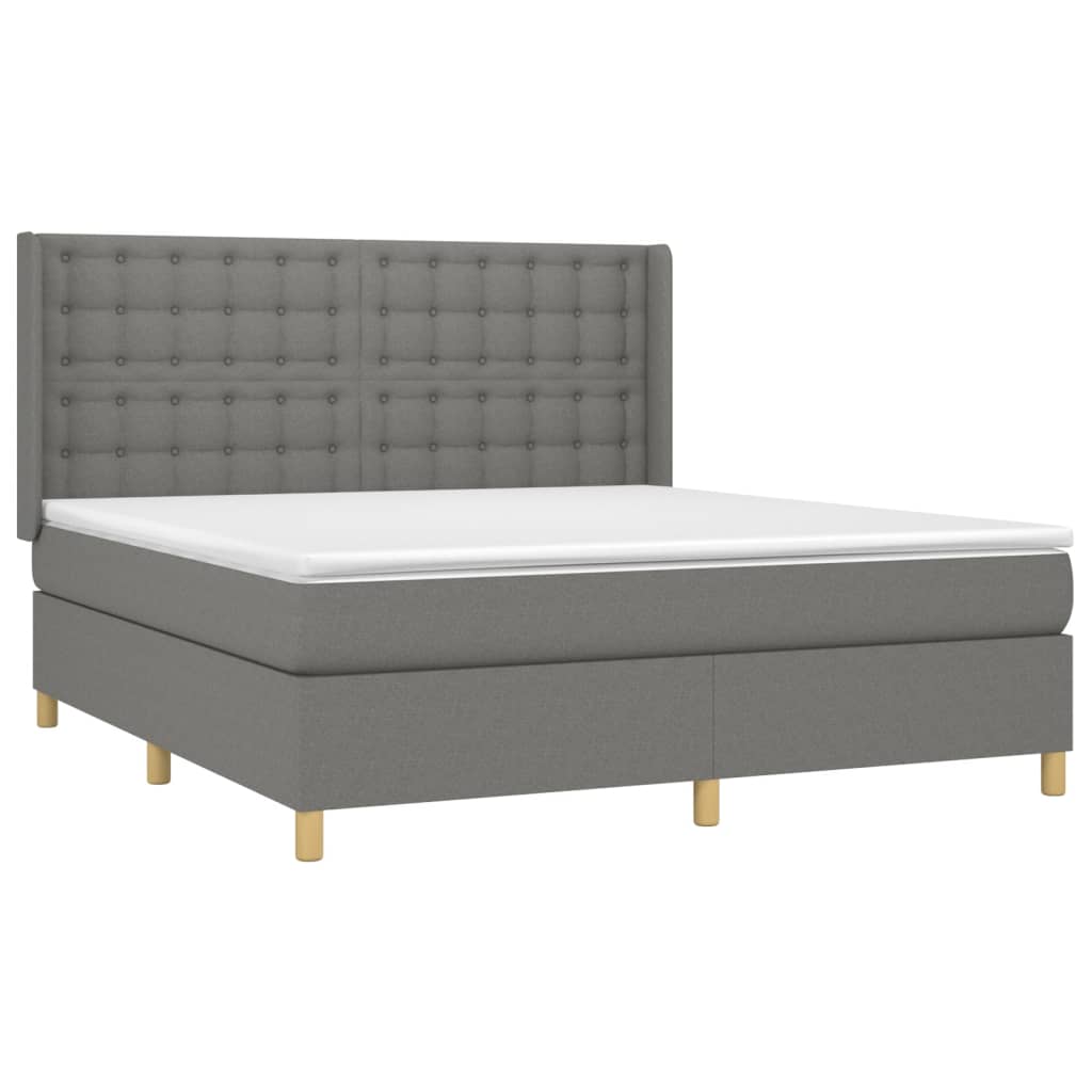 Sommier à lattes de lit avec matelas Gris foncé 180x200cm Tissu - XIOS