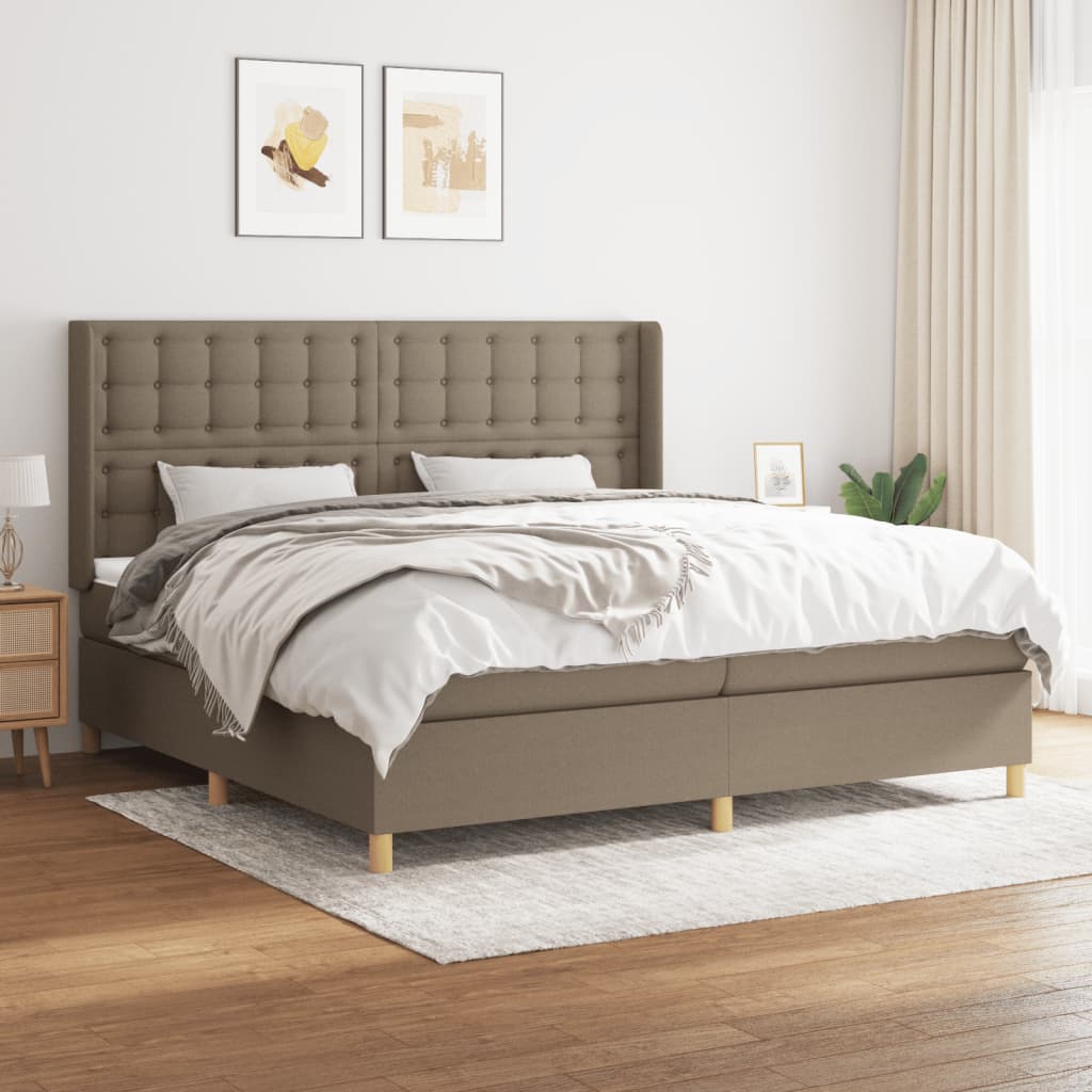 Sommier à lattes de lit avec matelas Taupe 200x200 cm Tissu - XIOS
