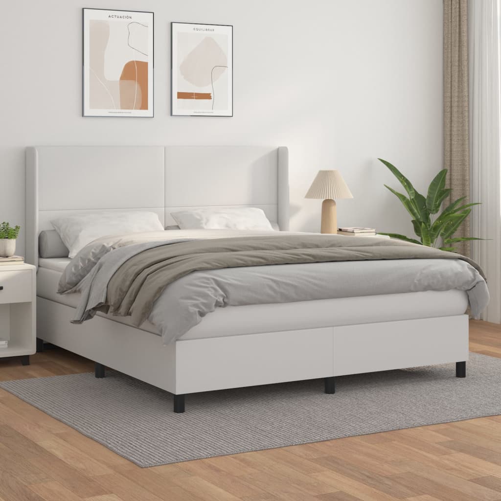 Sommier à lattes de lit avec matelas Blanc 160x200cm Similicuir - XIOS
