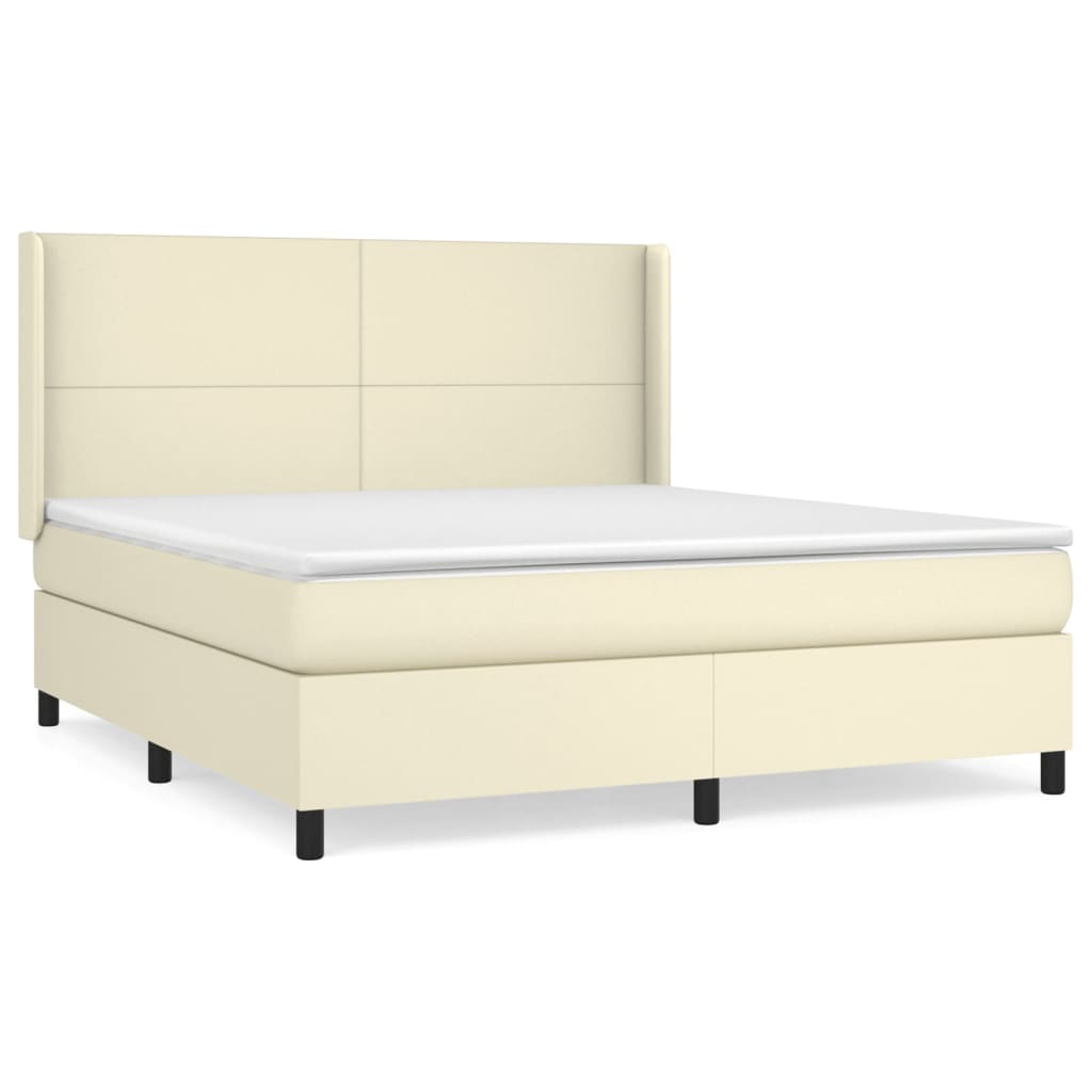Sommier à lattes de lit avec matelas Crème 180x200cm Similicuir - XIOS