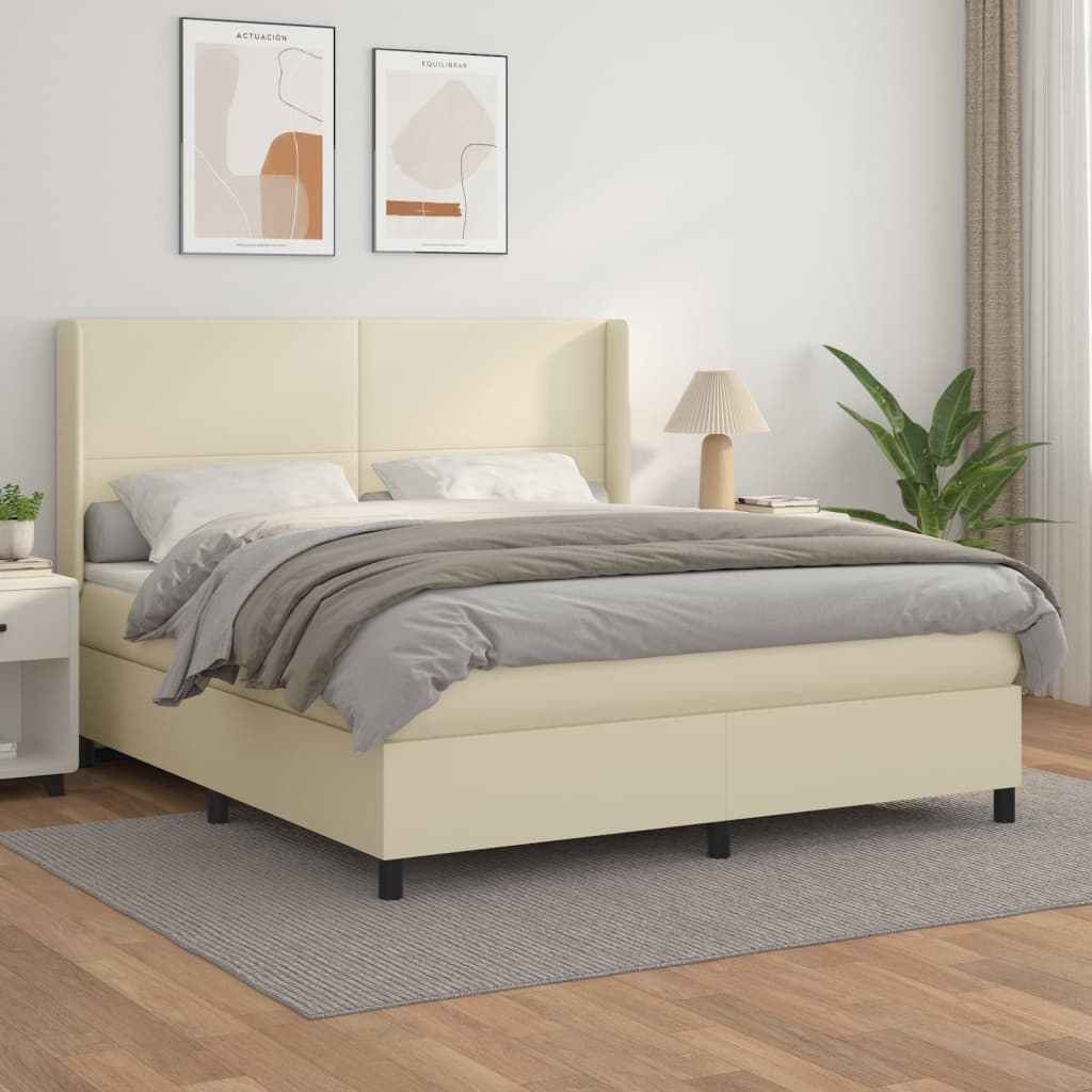Sommier à lattes de lit avec matelas Crème 180x200cm Similicuir - XIOS