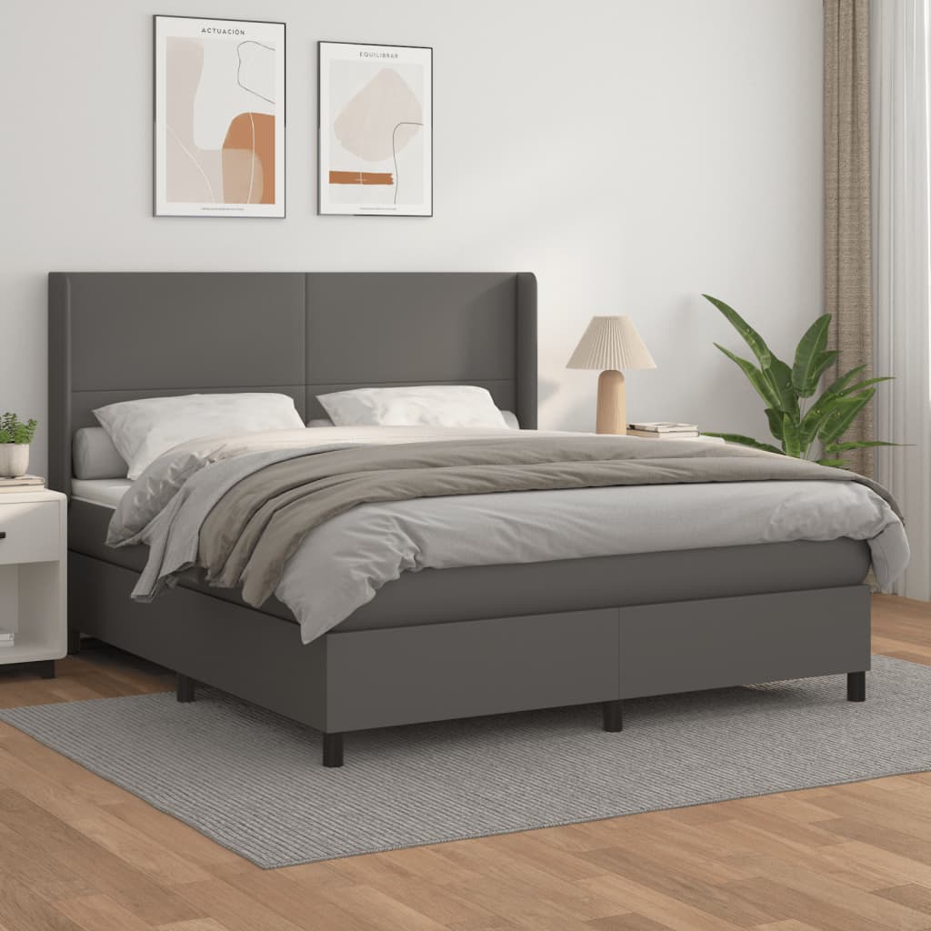 Sommier à lattes de lit avec matelas Gris 180x200 cm Similicuir - XIOS