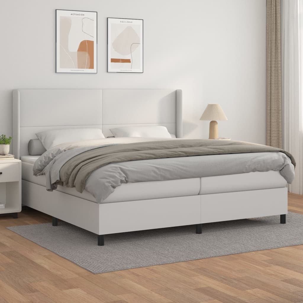 Sommier à lattes de lit avec matelas Blanc 200x200cm Similicuir - XIOS