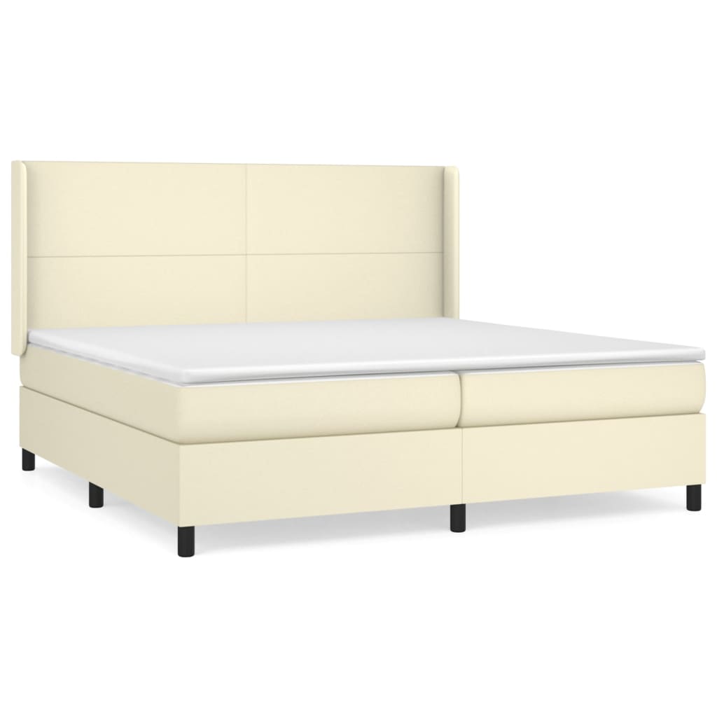 Sommier à lattes de lit avec matelas Crème 200x200cm Similicuir - XIOS
