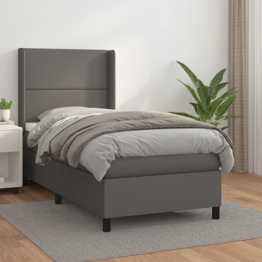 Sommier à lattes de lit avec matelas Gris 90x200 cm Similicuir - XIOS