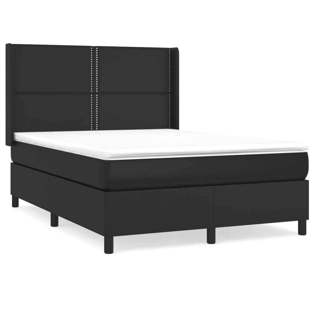 Sommier à lattes de lit avec matelas Noir 140x190 cm Similicuir - XIOS