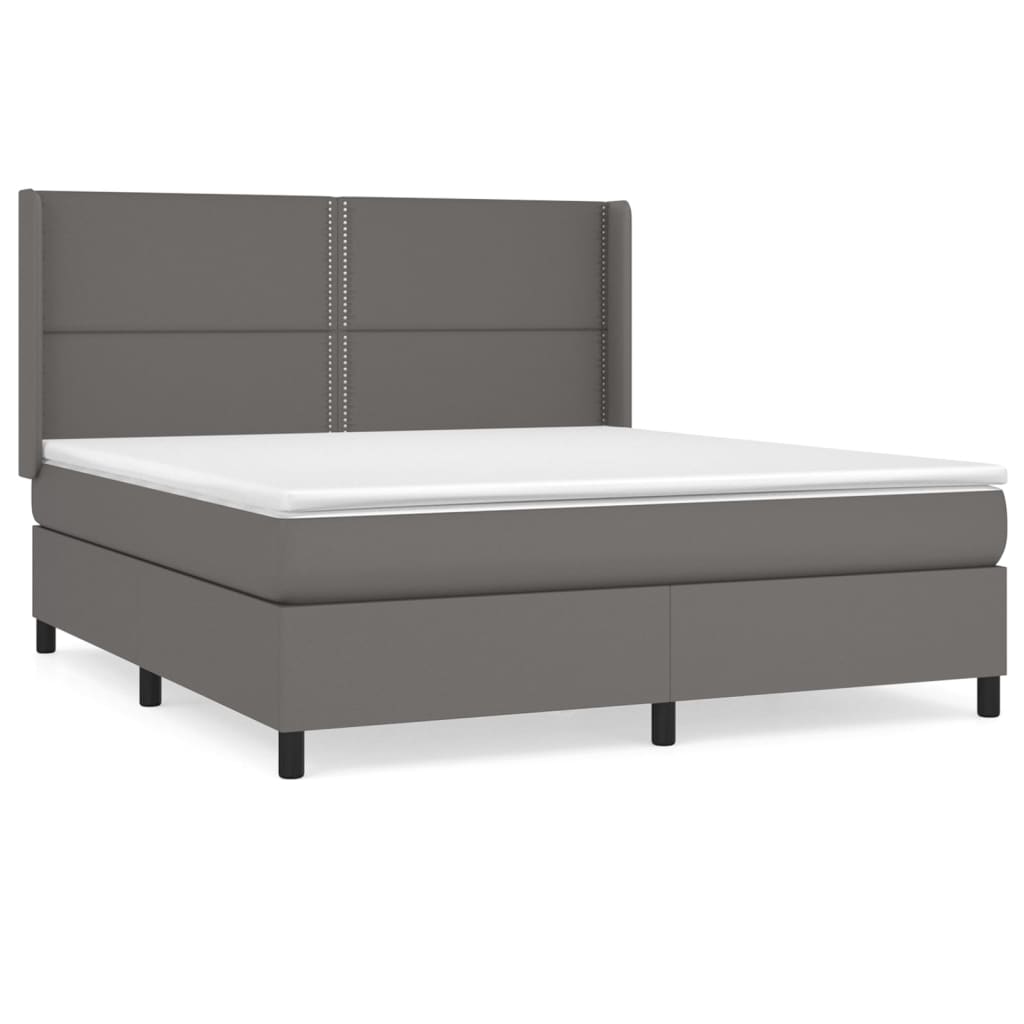 Sommier à lattes de lit avec matelas Gris 180x200 cm Similicuir