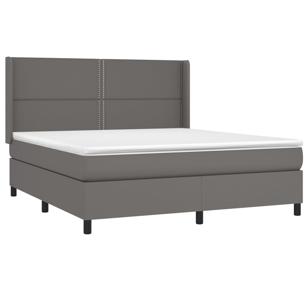 Sommier à lattes de lit avec matelas Gris 180x200 cm Similicuir - XIOS