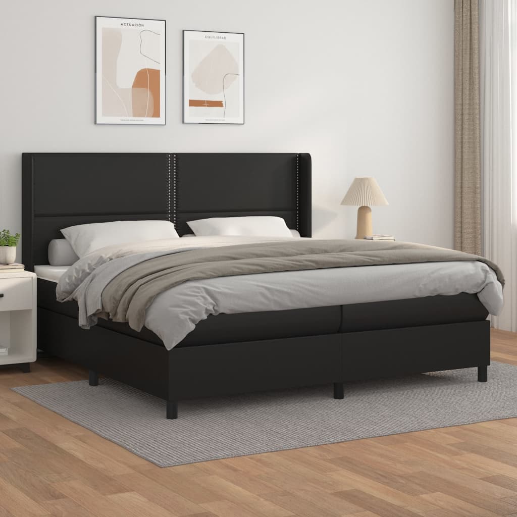 Sommier à lattes de lit avec matelas Noir 200x200 cm Similicuir - XIOS
