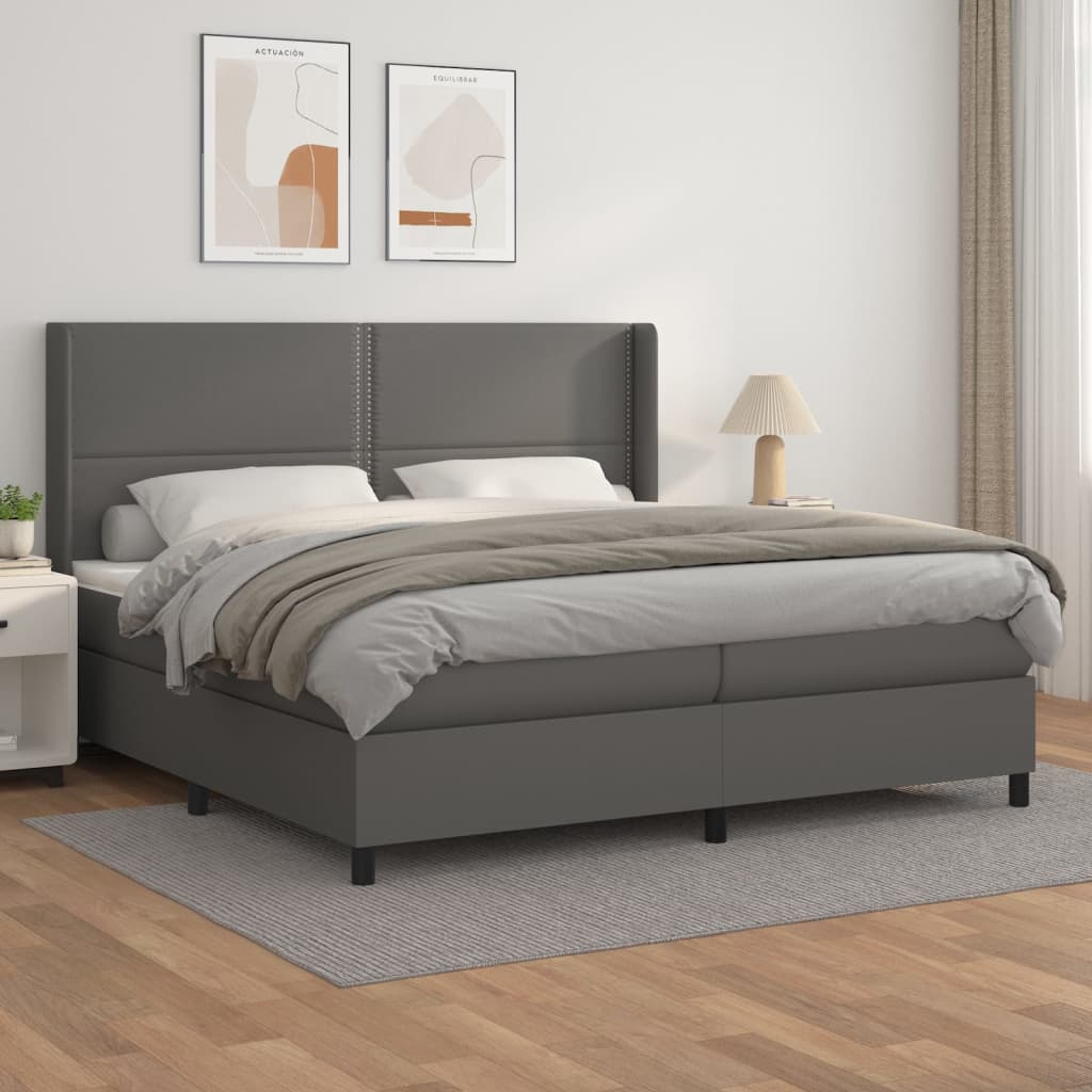 Sommier à lattes de lit avec matelas Gris 200x200 cm Similicuir - XIOS