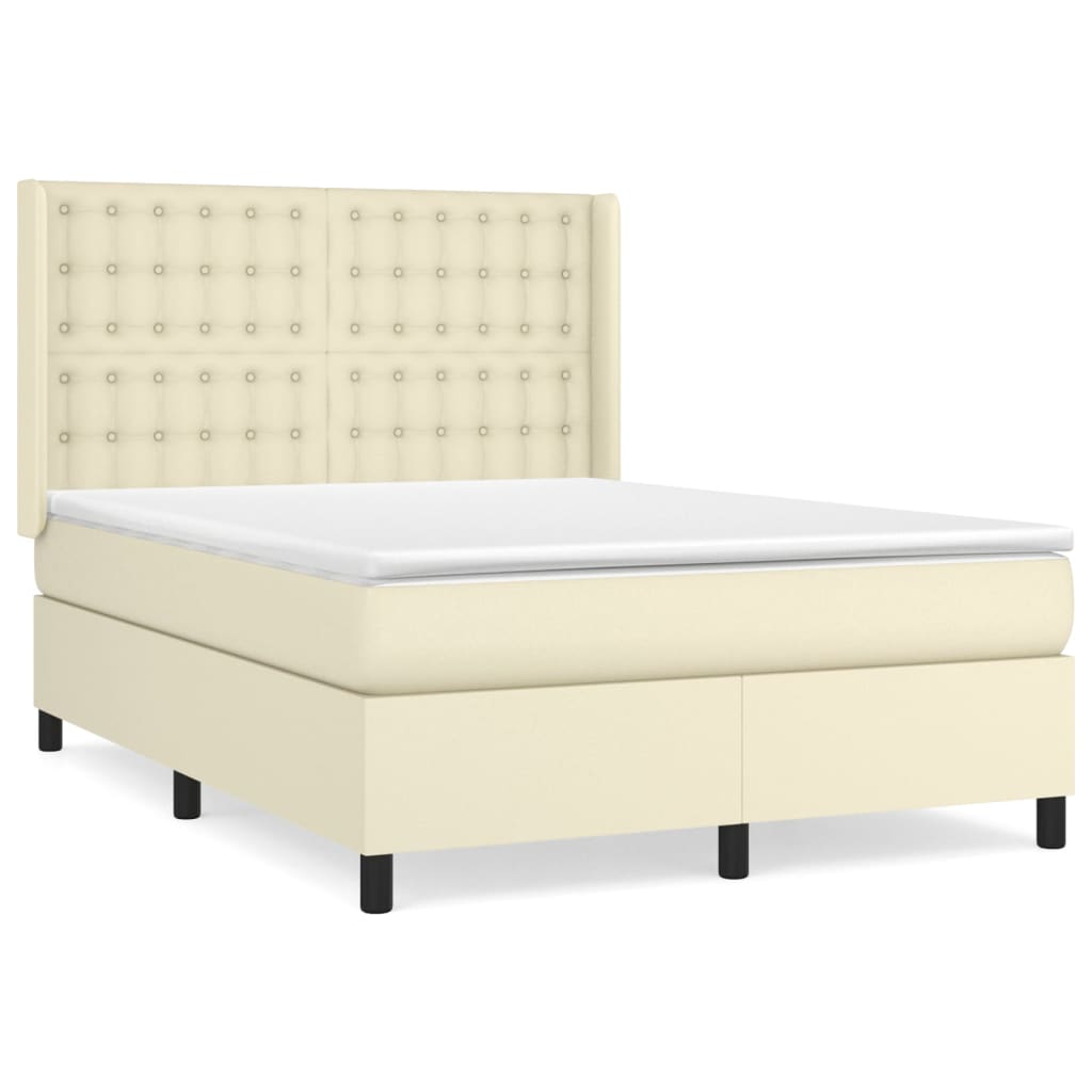Sommier à lattes de lit avec matelas Crème 140x200cm Similicuir - XIOS