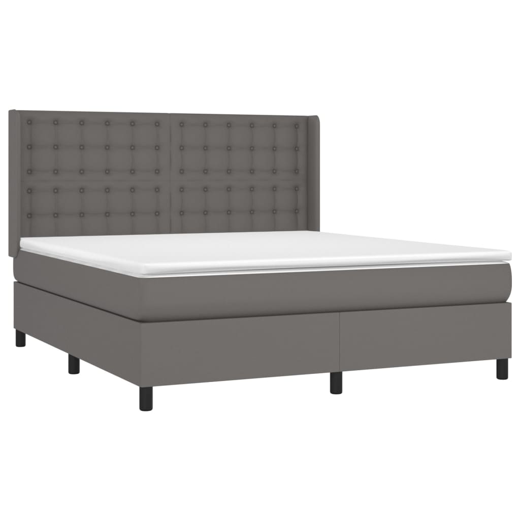 Sommier à lattes de lit avec matelas Gris 180x200 cm Similicuir - XIOS