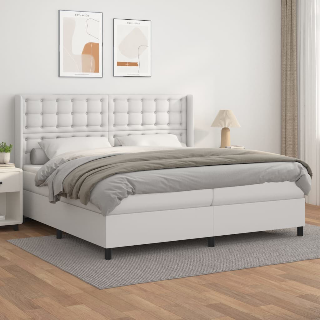 Sommier à lattes de lit avec matelas Blanc 200x200cm Similicuir - XIOS